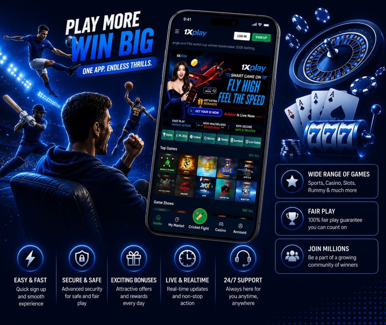 1xPlay Live Casino & Cricket ID Services