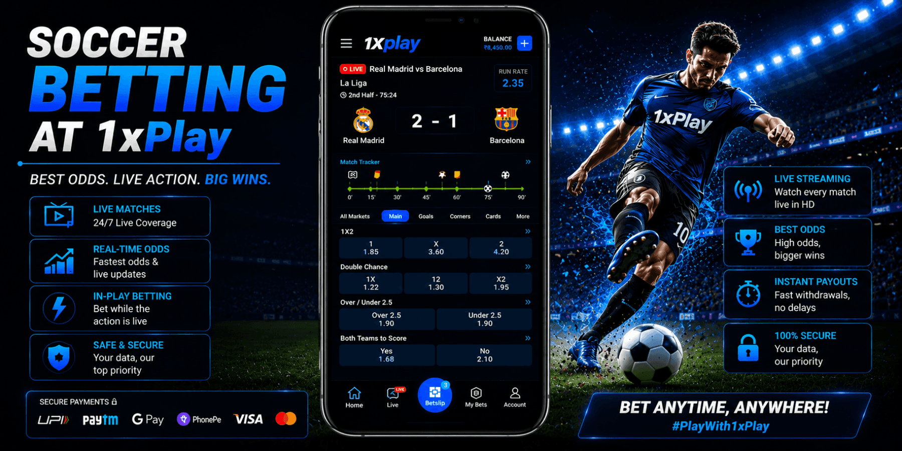 Live Soccer Betting at 1xPlay
